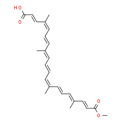 ChemSpider 2D Image | (2E,4Z,6E,8E,10E,12Z,14E,16E,18E)-20-Methoxy-4,8,13,17-tetramethyl-20-oxo-2,4,6,8,10,12,14,16,18-icosanonaenoic acid | C25H30O4