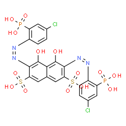 ChemSpider 2D Image | 3,6-Bis[(Z)-(4-chloro-2-phosphonophenyl)diazenyl]-4,5-dihydroxy-2,7-naphthalenedisulfonic acid | C22H16Cl2N4O14P2S2