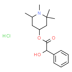 ChemSpider 2D Image | 1,2,2,6-Tetramethyl-4-piperidinyl hydroxy(phenyl)acetate hydrochloride (1:1) | C17H26ClNO3