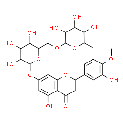 ChemSpider 2D Image | 5-Hydroxy-2-(3-hydroxy-4-methoxyphenyl)-4-oxo-3,4-dihydro-2H-chromen-7-yl 6-O-(6-deoxyhexopyranosyl)hexopyranoside | C28H34O15