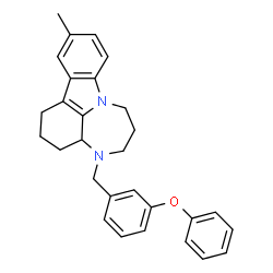 ChemSpider 2D Image | 11-Methyl-4-(3-phenoxybenzyl)-1,2,3,3a,4,5,6,7-octahydro[1,4]diazepino[3,2,1-jk]carbazole | C29H30N2O