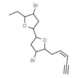 ChemSpider 2D Image | 4,4'-Dibromo-5-ethyl-5'-[(2Z)-2-penten-4-yn-1-yl]octahydro-2,2'-bifuran | C15H20Br2O2