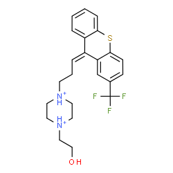 ChemSpider 2D Image | 1-(2-Hydroxyethyl)-4-{(3Z)-3-[2-(trifluoromethyl)-9H-thioxanthen-9-ylidene]propyl}piperazinediium | C23H27F3N2OS