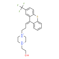 ChemSpider 2D Image | 1-(2-Hydroxyethyl)-4-{(3E)-3-[2-(trifluoromethyl)-9H-thioxanthen-9-ylidene]propyl}piperazinediium | C23H27F3N2OS