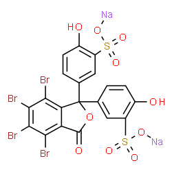 ChemSpider 2D Image | Disodium 3,3'-(4,5,6,7-tetrabromo-3-oxo-1,3-dihydro-2-benzofuran-1,1-diyl)bis(6-hydroxybenzenesulfonate) | C20H8Br4Na2O10S2
