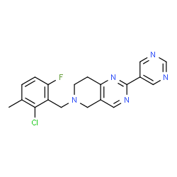 ChemSpider 2D Image | 6-(2-Chloro-6-fluoro-3-methylbenzyl)-2-(5-pyrimidinyl)-5,6,7,8-tetrahydropyrido[4,3-d]pyrimidine | C19H17ClFN5