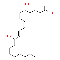 ChemSpider 2D Image | (6Z,8Z,10E,14Z)-5,12-Dihydroxy-6,8,10,14-icosatetraenoic acid | C20H32O4