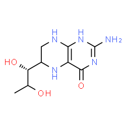 ChemSpider 2D Image | 2-amino-6-[(1R)-1,2-dihydroxypropyl]-5,6,7,8-tetrahydro-1H-pteridin-4-one | C9H15N5O3