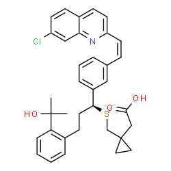 ChemSpider 2D Image | {1-[({(1S)-1-{3-[(Z)-2-(7-Chloro-2-quinolinyl)vinyl]phenyl}-3-[2-(2-hydroxy-2-propanyl)phenyl]propyl}sulfanyl)methyl]cyclopropyl}acetic acid | C35H36ClNO3S