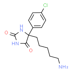 ChemSpider 2D Image | 5-(5-Aminopentyl)-5-(4-chlorophenyl)-2,4-imidazolidinedione | C14H18ClN3O2