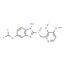 ChemSpider 2D Image | Sodium 5-(difluoromethoxy)-2-{[(3,4-dimethoxy-2-pyridinyl)methyl]sulfinyl}benzimidazol-1-ide | C16H14F2N3NaO4S