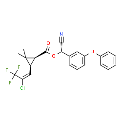 ChemSpider 2D Image | (S)-Cyano(3-phenoxyphenyl)methyl (1S,3S)-3-[(1E)-2-chloro-3,3,3-trifluoro-1-propen-1-yl]-2,2-dimethylcyclopropanecarboxylate | C23H19ClF3NO3