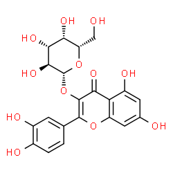 ChemSpider 2D Image | 2-(3,4-Dihydroxyphenyl)-5,7-dihydroxy-4-oxo-4H-chromen-3-yl beta-L-galactopyranoside | C21H20O12