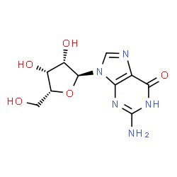 ChemSpider 2D Image | 2-Amino-9-(alpha-D-lyxofuranosyl)-1,9-dihydro-6H-purin-6-one | C10H13N5O5