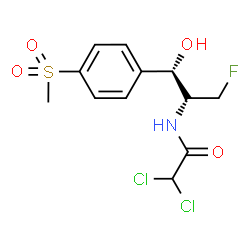 ChemSpider 2D Image | 2,2-dichloro-N-[(2R)-3-fluoro-1-hydroxy-1-(4-methylsulfonylphenyl)propan-2-yl]acetamide | C12H14Cl2FNO4S