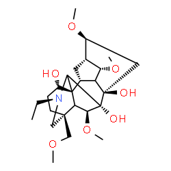 ChemSpider 2D Image | (1alpha,5xi,6beta,9xi,14alpha,16beta,17xi)-20-Ethyl-6,14,16-trimethoxy-4-(methoxymethyl)aconitane-1,7,8-triol | C25H41NO7