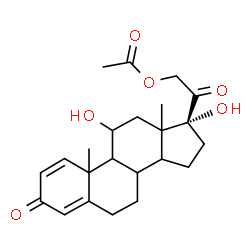 ChemSpider 2D Image | (8xi,9xi,10xi,13xi,14xi)-11,17-Dihydroxy-3,20-dioxopregna-1,4-dien-21-yl acetate | C23H30O6