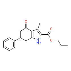 ChemSpider 2D Image | 3-Methyl-4-oxo-6-phenyl-2-(propoxycarbonyl)-4,5,6,7-tetrahydro-1H-indolium | C19H22NO3