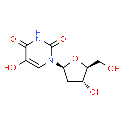 ChemSpider 2D Image | 1-(2-Deoxy-beta-L-erythro-pentofuranosyl)-5-hydroxy-2,4(1H,3H)-pyrimidinedione | C9H12N2O6