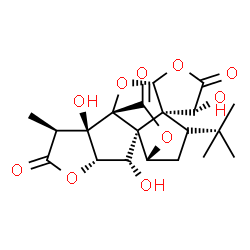 ChemSpider 2D Image | (1R,3R,7S,8R,10R,11R,13S,16S,17R)-6,12,17-Trihydroxy-16-methyl-8-(2-methyl-2-propanyl)-2,4,14,19-tetraoxahexacyclo[8.7.2.0~1,11~.0~3,7~.0~7,11~.0~13,17~]nonadecane-5,15,18-trione | C20H24O10