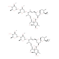 ChemSpider 2D Image | (1'R,2R,4'S,5S,6R,8'R,10'E,12'R,13'S,14'E,16'E,20'R,21'R,24'S)-21',24'-Dihydroxy-6-isopropyl-5,11',13',22'-tetramethyl-2'-oxo-3,4,5,6-tetrahydrospiro[pyran-2,6'-[3,7,19]trioxatetracyclo[15.6.1.1~4,8~.
0~20,24~]pentacosa[10,14,16,22]tetraen]-12'-yl 2,6-dideoxy-4-O-(2,6-dideoxy-3-O-methyl-alpha-L-arabino-hexopyranosyl)-3-O-methyl-alpha-L-lyxo-hexopyranoside - (1'R,2R,4'S,5S,6R,8'R,10'E,12'R,13'S,14'E
,16'E,20'R,21'R,24'S)-6-sec-butyl-21',24'-di | C95H146O28