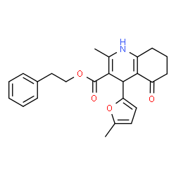 ChemSpider 2D Image | 2-Phenylethyl 2-methyl-4-(5-methyl-2-furyl)-5-oxo-1,4,5,6,7,8-hexahydro-3-quinolinecarboxylate | C24H25NO4