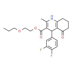 ChemSpider 2D Image | 2-Propoxyethyl 4-(3,4-difluorophenyl)-2-methyl-5-oxo-1,4,5,6,7,8-hexahydro-3-quinolinecarboxylate | C22H25F2NO4