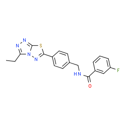 ChemSpider 2D Image | N-[4-(3-Ethyl[1,2,4]triazolo[3,4-b][1,3,4]thiadiazol-6-yl)benzyl]-3-fluorobenzamide | C19H16FN5OS