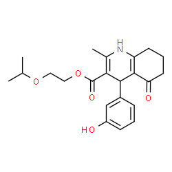 ChemSpider 2D Image | 2-Isopropoxyethyl 4-(3-hydroxyphenyl)-2-methyl-5-oxo-1,4,5,6,7,8-hexahydro-3-quinolinecarboxylate | C22H27NO5
