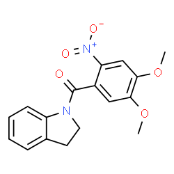 ChemSpider 2D Image | 2,3-Dihydro-1H-indol-1-yl(4,5-dimethoxy-2-nitrophenyl)methanone | C17H16N2O5