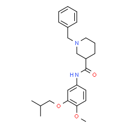 ChemSpider 2D Image | 1-Benzyl-N-(3-isobutoxy-4-methoxyphenyl)-3-piperidinecarboxamide | C24H32N2O3