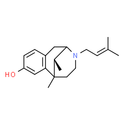 ChemSpider 2D Image | (13R)-1,13-Dimethyl-10-(3-methyl-2-buten-1-yl)-10-azatricyclo[7.3.1.0~2,7~]trideca-2,4,6-trien-4-ol | C19H27NO
