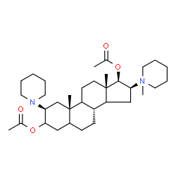 ChemSpider 2D Image | [(2S,8R,10S,13S,16S,17R)-17-acetoxy-10,13-dimethyl-16-(1-methyl-3,4,5,6-tetrahydro-2H-pyridin-1-yl)-2-(1-piperidyl)-2,3,4,5,6,7,8,9,11,12,14,15,16,17-tetradecahydro-1H-cyclopenta[a]phenanthren-3-yl] acetate | C34H57N2O4