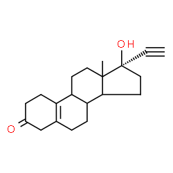 ChemSpider 2D Image | (8xi,9xi,13xi,14xi,17alpha)-17-Hydroxy-19-norpregn-5(10)-en-20-yn-3-one | C20H26O2