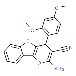 ChemSpider 2D Image | 2-Amino-4-(2,4-dimethoxyphenyl)-4H-[1]benzothieno[3,2-b]pyran-3-carbonitrile | C20H16N2O3S