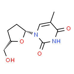 ChemSpider 2D Image | 1-[(2R)-5-(hydroxymethyl)tetrahydrofuran-2-yl]-5-methylpyrimidine-2,4(1H,3H)-dione | C10H14N2O4