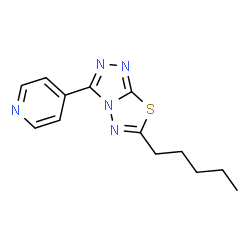 ChemSpider 2D Image | 6-Pentyl-3-(4-pyridinyl)[1,2,4]triazolo[3,4-b][1,3,4]thiadiazole | C13H15N5S