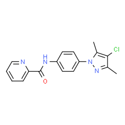 ChemSpider 2D Image | N-[4-(4-Chloro-3,5-dimethyl-1H-pyrazol-1-yl)phenyl]-2-pyridinecarboxamide | C17H15ClN4O