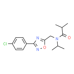 ChemSpider 2D Image | N-{[3-(4-Chlorophenyl)-1,2,4-oxadiazol-5-yl]methyl}-N-isopropyl-2-methylpropanamide | C16H20ClN3O2