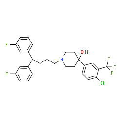 ChemSpider 2D Image | 1-[4,4-Bis(3-fluorophenyl)butyl]-4-[4-chloro-3-(trifluoromethyl)phenyl]-4-piperidinol | C28H27ClF5NO