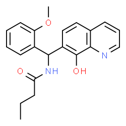 ChemSpider 2D Image | N-[(8-Hydroxy-7-quinolinyl)(2-methoxyphenyl)methyl]butanamide | C21H22N2O3