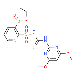 ChemSpider 2D Image | Ethyl 2-{[(4,6-dimethoxy-2-pyrimidinyl)carbamoyl]sulfamoyl}-3-pyridinesulfinate | C14H17N5O7S2