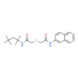ChemSpider 2D Image | 2-{[2-(2-Naphthylamino)-2-oxoethyl]sulfanyl}-N-(2,4,4-trimethyl-2-pentanyl)acetamide | C22H30N2O2S