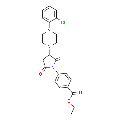 ChemSpider 2D Image | Ethyl 4-{3-[4-(2-chlorophenyl)-1-piperazinyl]-2,5-dioxo-1-pyrrolidinyl}benzoate | C23H24ClN3O4