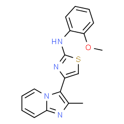 ChemSpider 2D Image | N-(2-Methoxyphenyl)-4-(2-methylimidazo[1,2-a]pyridin-3-yl)-1,3-thiazol-2-amine | C18H16N4OS