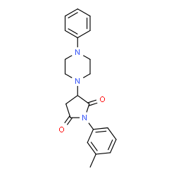 ChemSpider 2D Image | 3-(4-Phenyl-piperazin-1-yl)-1-m-tolyl-pyrrolidine-2,5-dione | C21H23N3O2