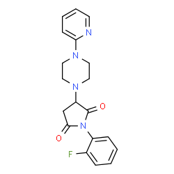 ChemSpider 2D Image | 1-(2-Fluorophenyl)-3-[4-(2-pyridinyl)-1-piperazinyl]-2,5-pyrrolidinedione | C19H19FN4O2