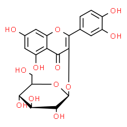 ChemSpider 2D Image | 2-(3,4-Dihydroxyphenyl)-5,7-dihydroxy-4-oxo-4H-chromen-3-yl beta-D-glucopyranoside | C21H20O12