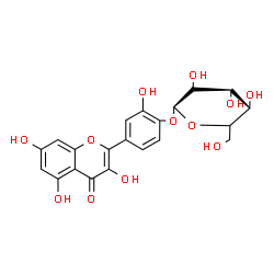 ChemSpider 2D Image | 2-Hydroxy-4-(3,5,7-trihydroxy-4-oxo-4H-chromen-2-yl)phenyl beta-D-glucopyranoside | C21H20O12