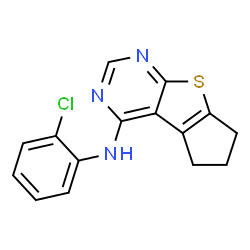 ChemSpider 2D Image | N-(2-Chlorophenyl)-6,7-dihydro-5H-cyclopenta[4,5]thieno[2,3-d]pyrimidin-4-amine | C15H12ClN3S